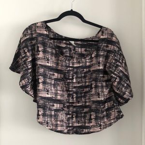 Urban Behavior Pink and Black Abstract Crop Top